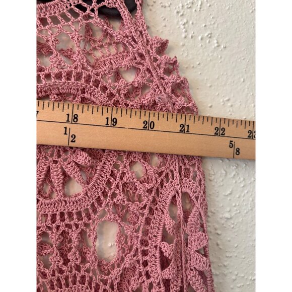 Handcrafted Crochet Floral Lace Shawl Poncho Wrap Pink Unique Design - Picture 6 of 8
